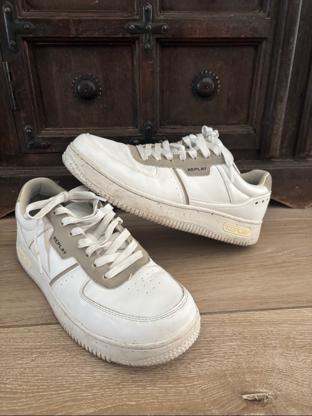 Replay White Sneakers with Beige Accents